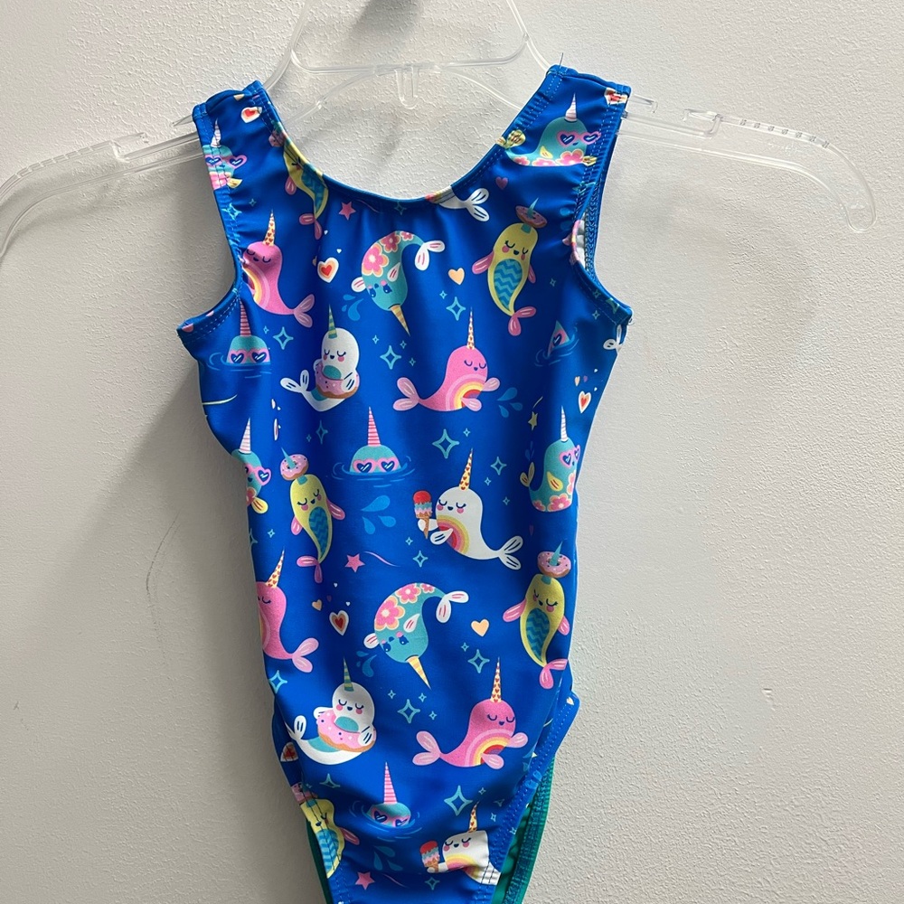 Destira child xs gymnastics leotard narwhals